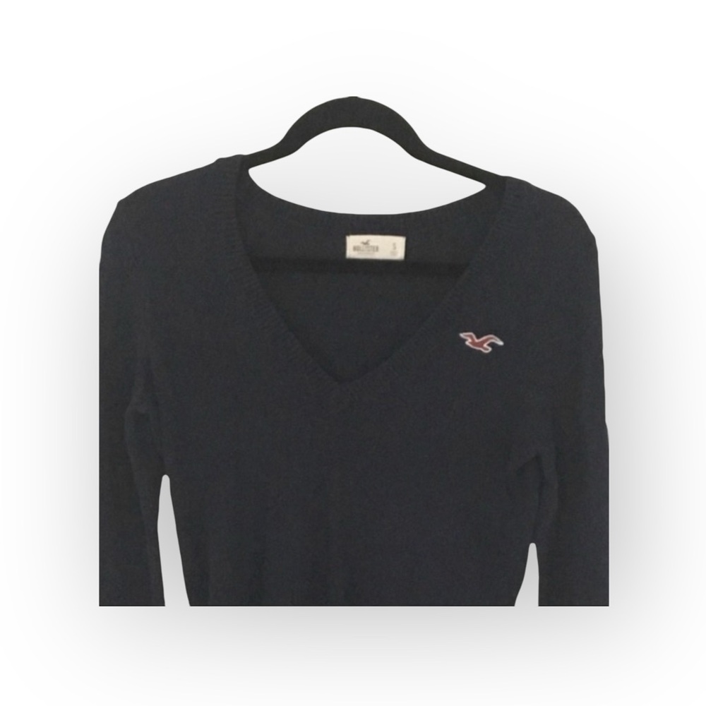 Hollister ★ V Neck Bird Logo Classic Preppy Knit Sweater ★ Navy ★ Small ★ - Picture 8 of 12